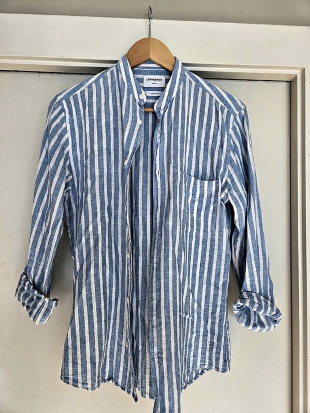 Lindbergh Cotton Linen Slim Fit Striped Shirt